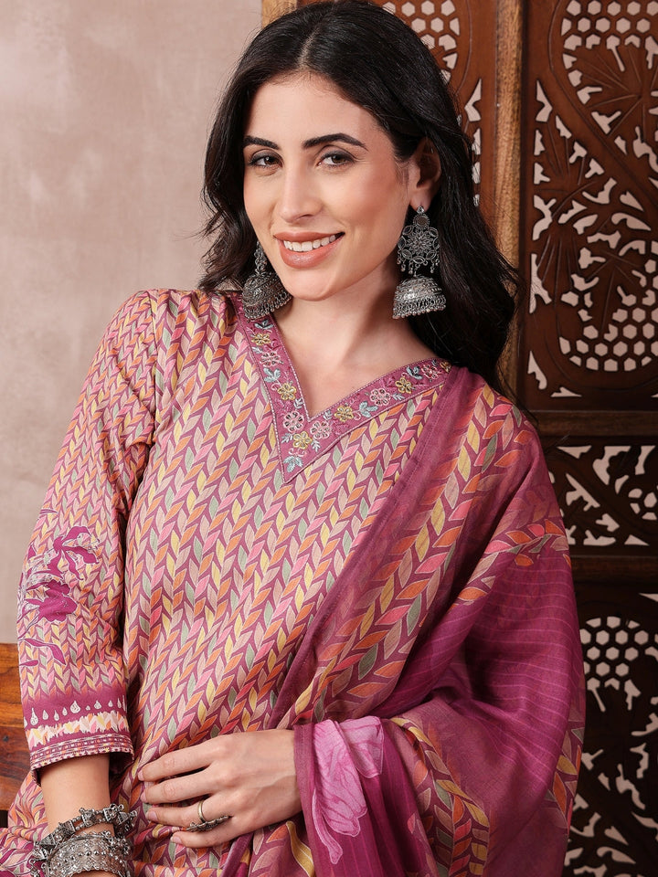 ZERESOUQ-Multicolor-Silk-Blend-Floral-Printed-3-Piece-Kurta-Set