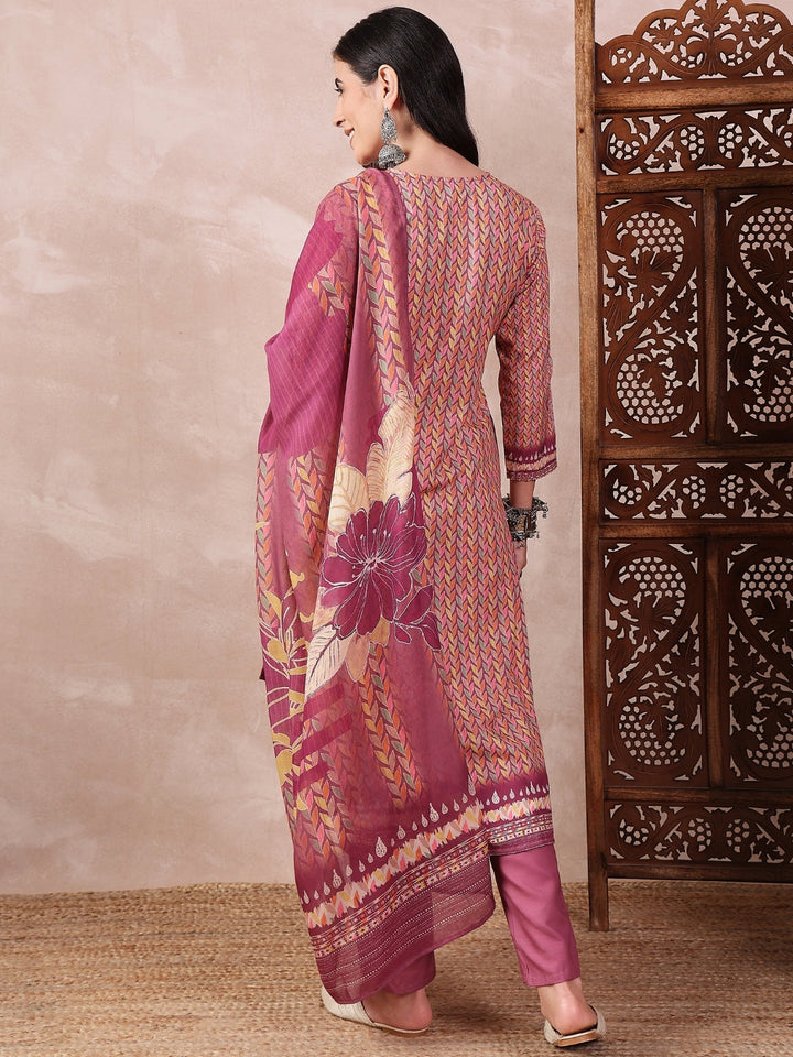 ZERESOUQ-Multicolor-Silk-Blend-Floral-Printed-3-Piece-Kurta-Set