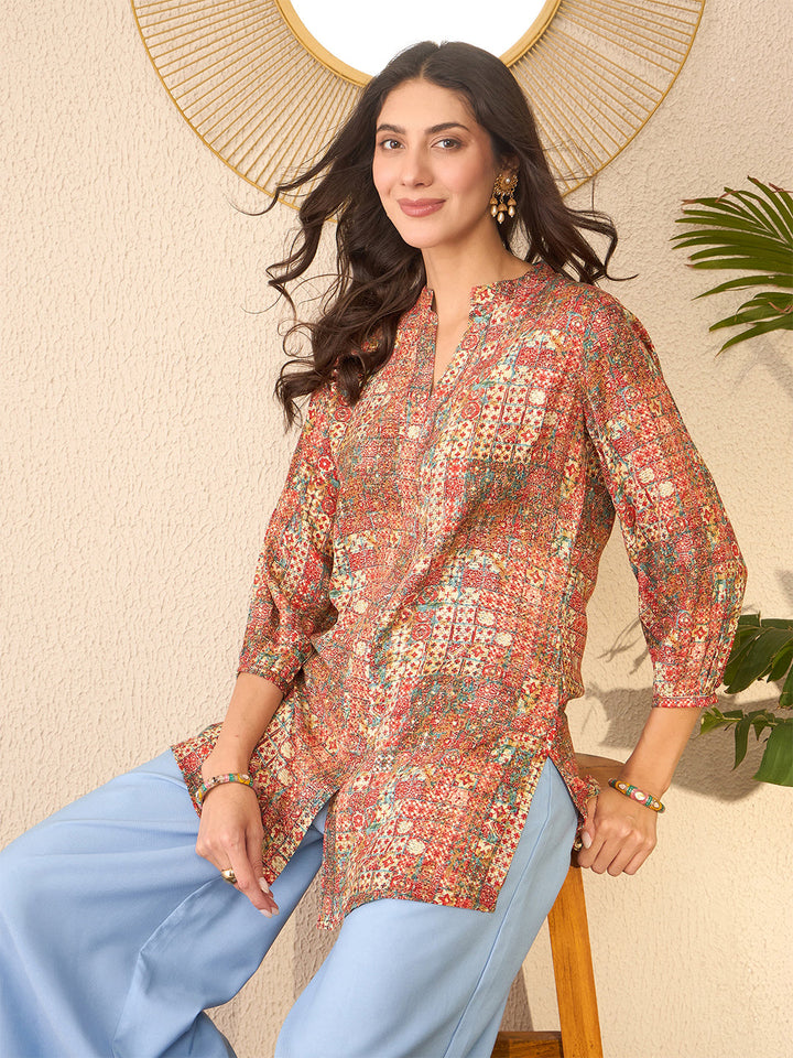 Multicolor-Rayon-Blend-Abstract-Printed-Tunic-Only