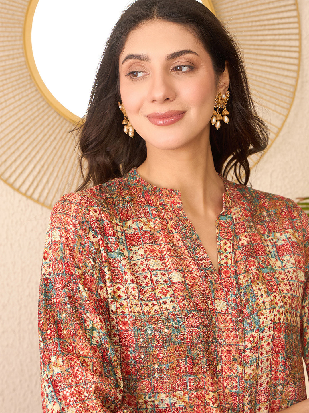 Multicolor-Rayon-Blend-Abstract-Printed-Tunic-Only