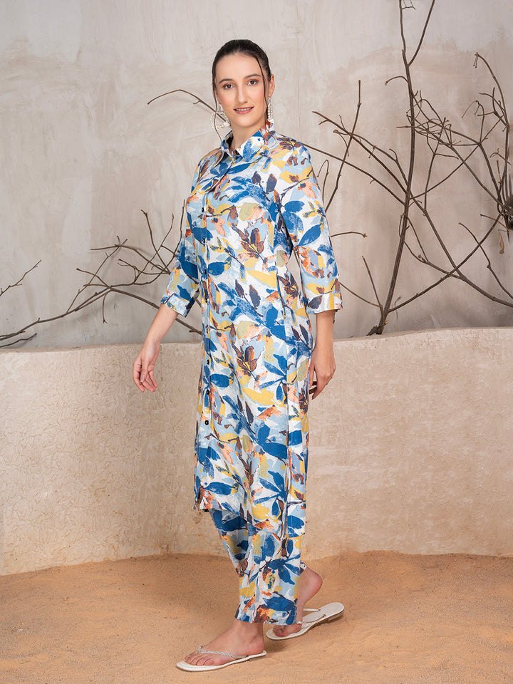 Multicolored Rayon Floral Printed 2-Piece Kurta Set