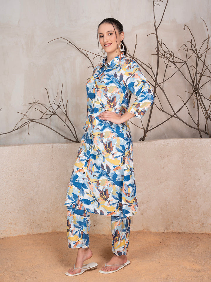 Multicolored Rayon Floral Printed 2-Piece Kurta Set
