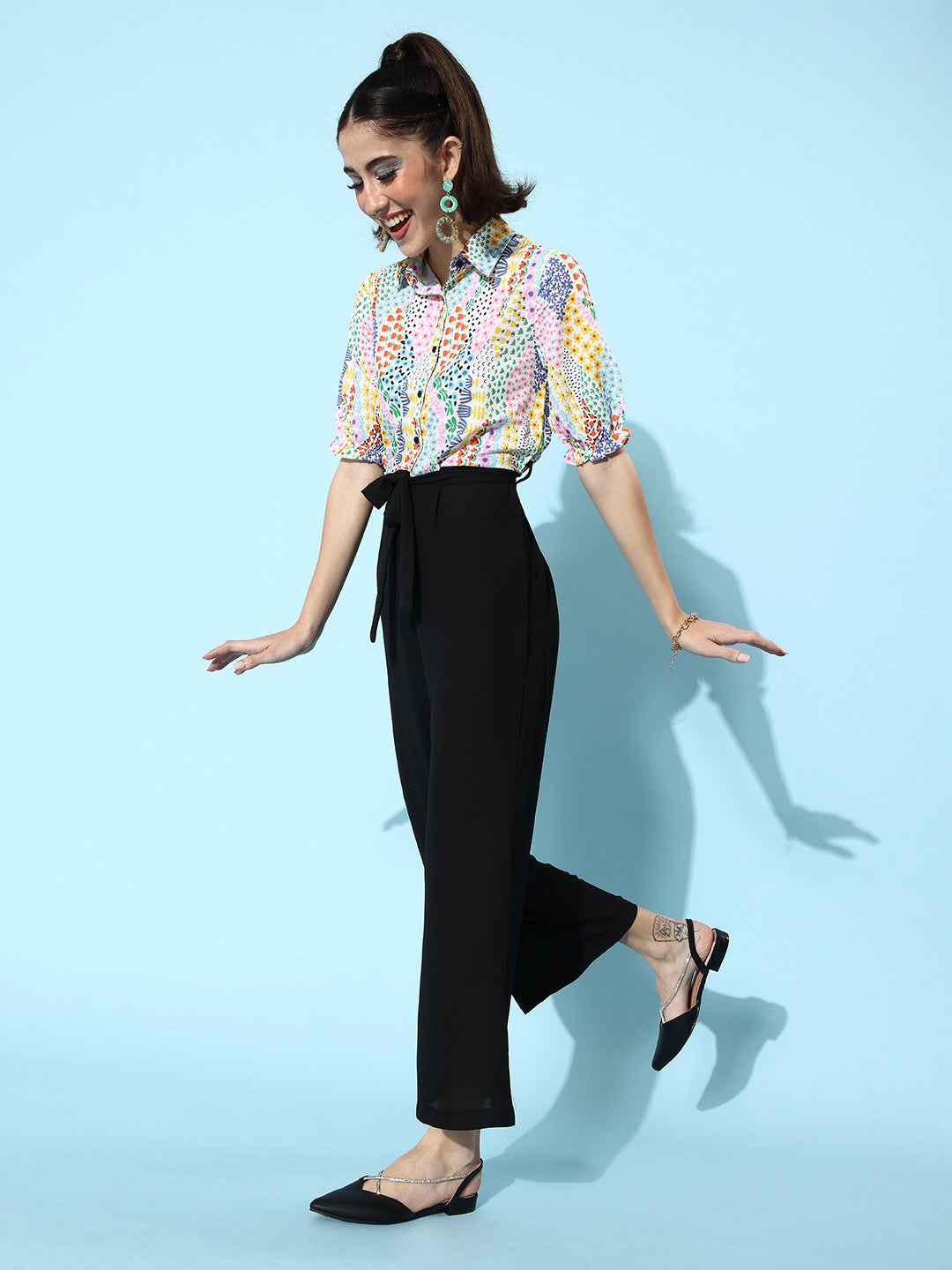 Multicolored-&-Black-Polyester-Printed-Jumpsuit