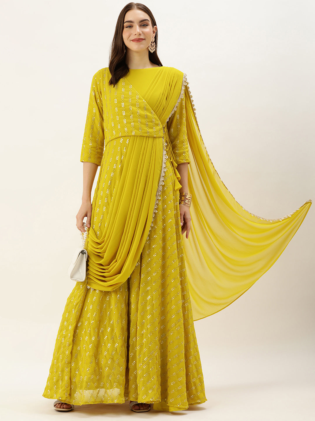 Mustard-Poly-Georgette-Embroidered-Dupatta-Draped-Style-Gown