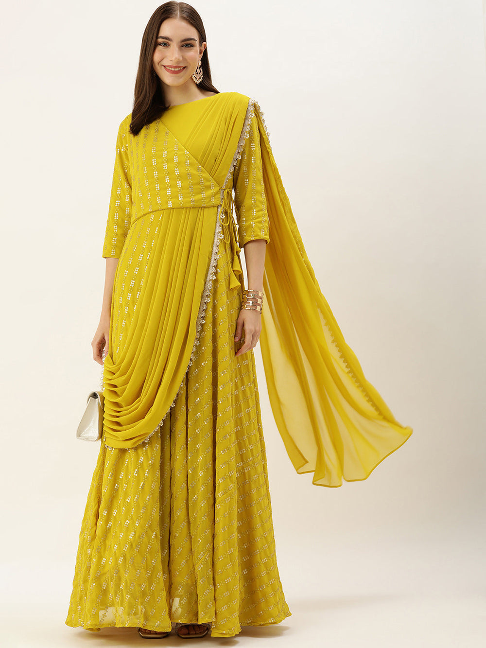 Mustard-Poly-Georgette-Embroidered-Dupatta-Draped-Style-Gown