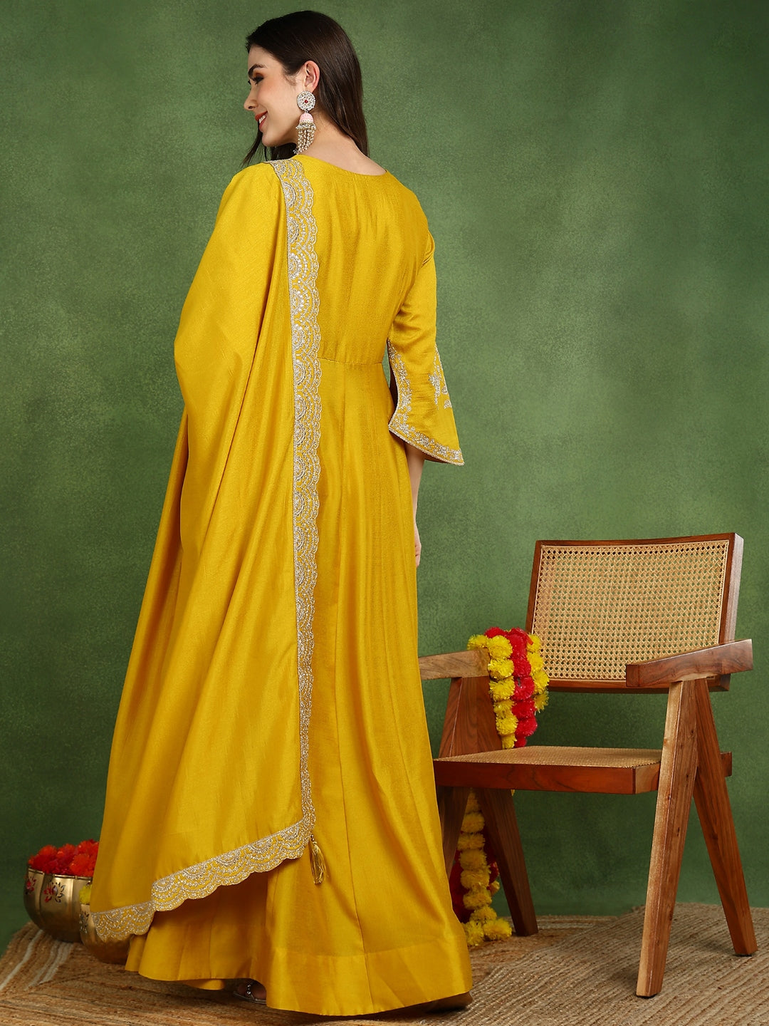 ZERESOUQ-Mustard-Silk-Blend-Embroidered-Anarkali-Gown-with-Dupatta