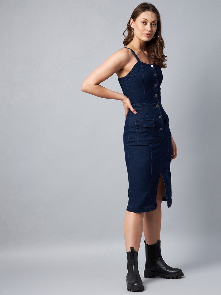 Navy-Blue-Denim-Lycra-Fitted-Dress