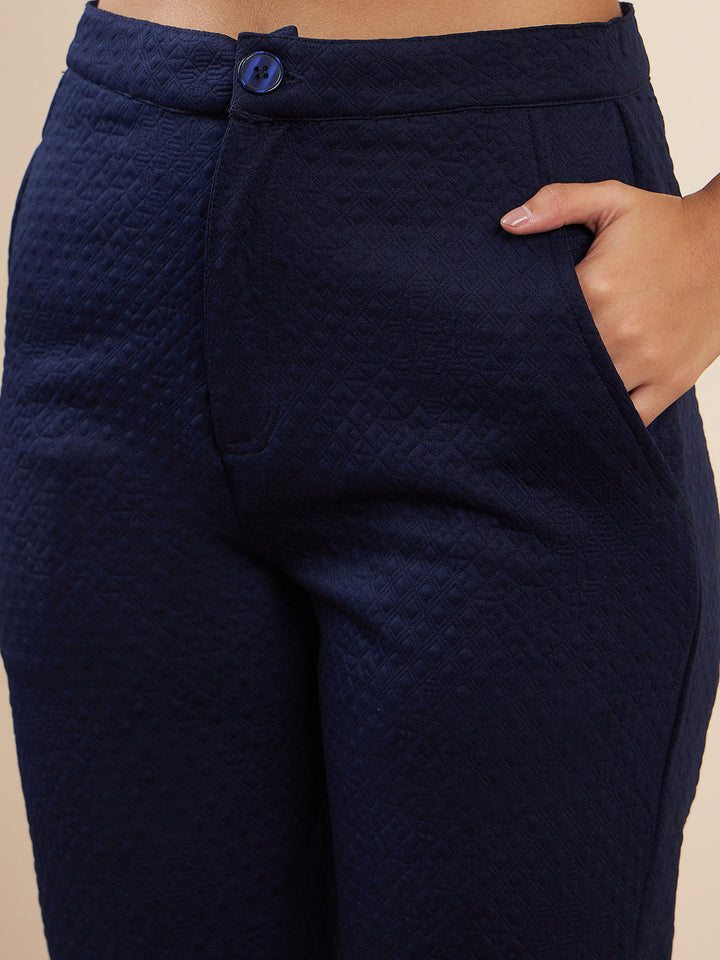 Navy-Blue-Polyester-Jacquard-Crop-Blazer-Co-Ord-Set
