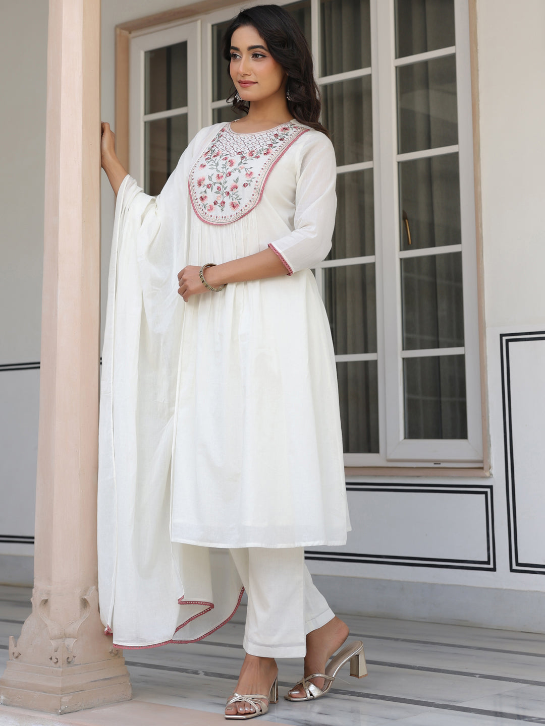 Off-White-Cotton-A-Line-Yoke-Embroidered-3-Piece-Kurta-Set