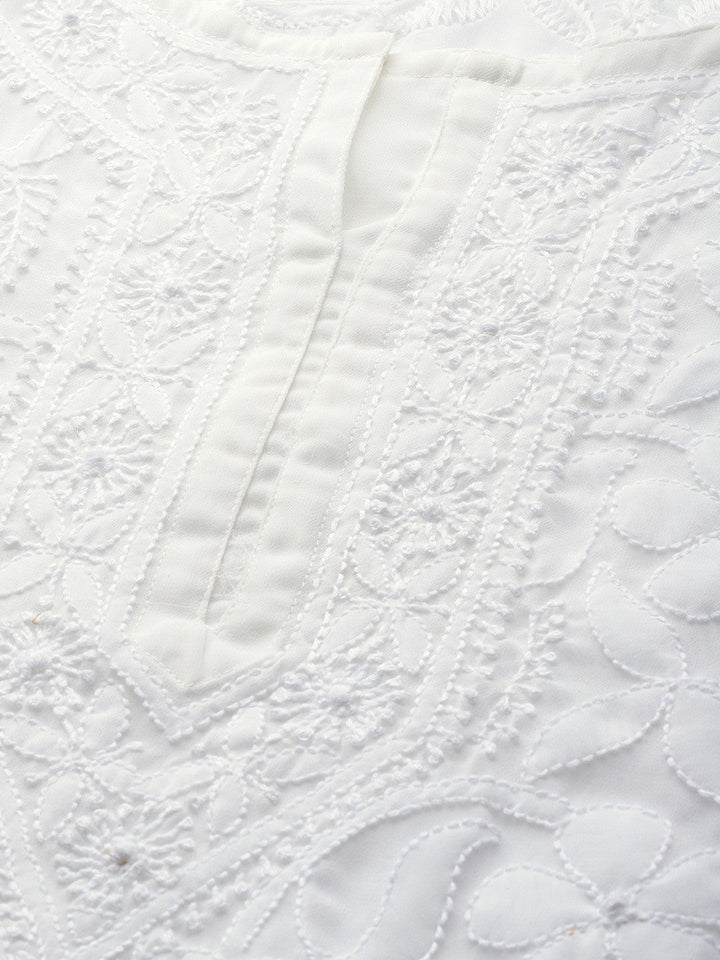 Off-White Georgette Lucknowi Chikankari Tunic Only