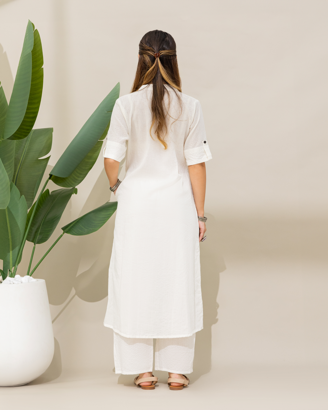 Off-white Cotton Kurta & Pant Set