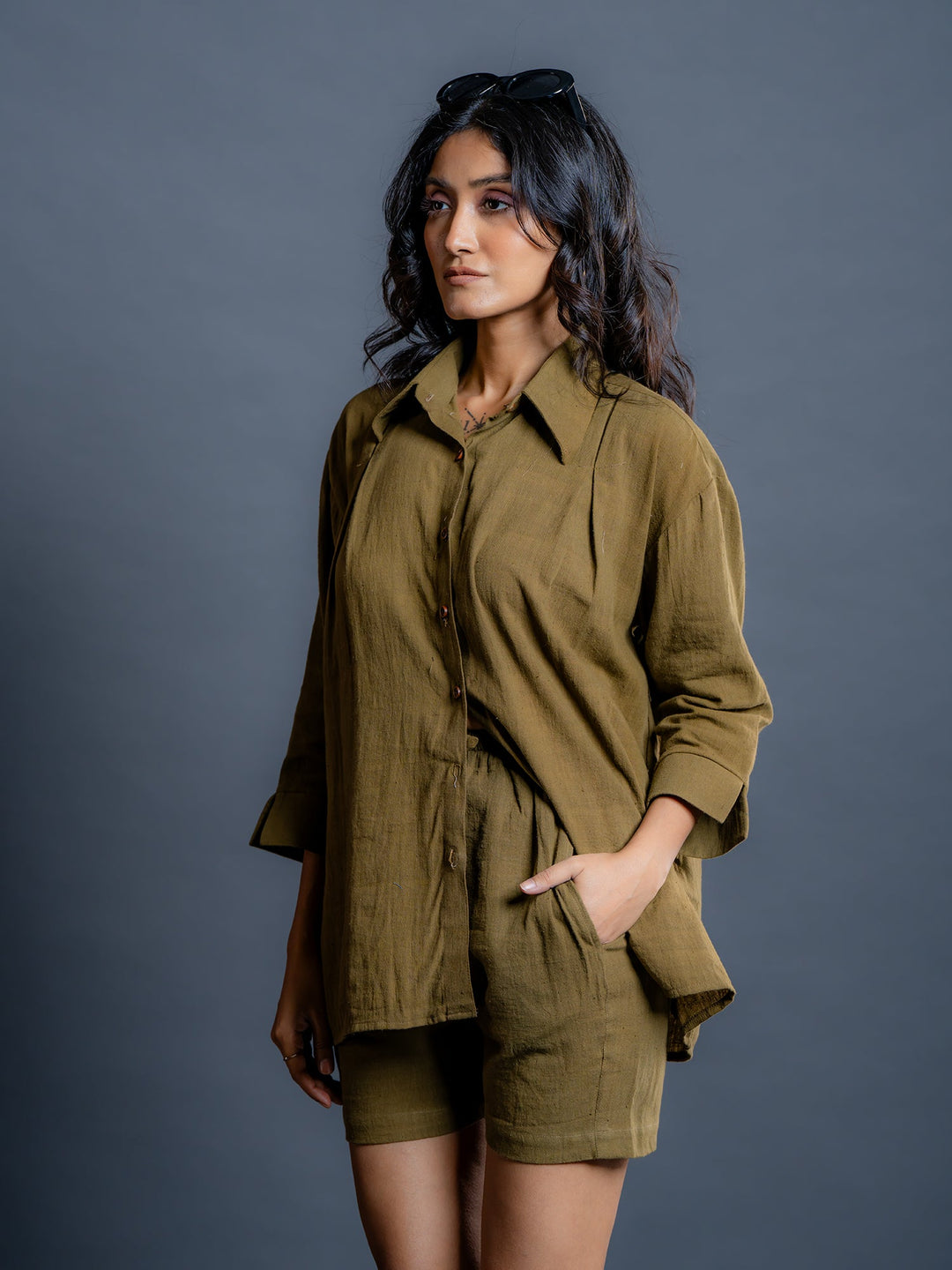 Olive-Green-Pure-Cotton-Shirt