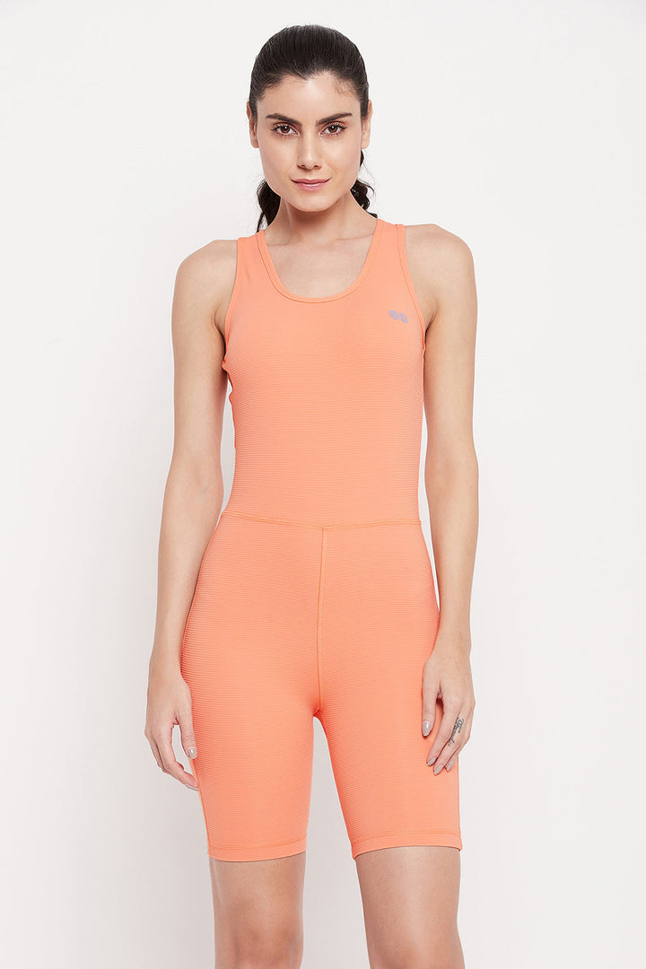 Orange-Polyester-&-Spandex-Snug-Fit-Sleeveless-Bodysuit