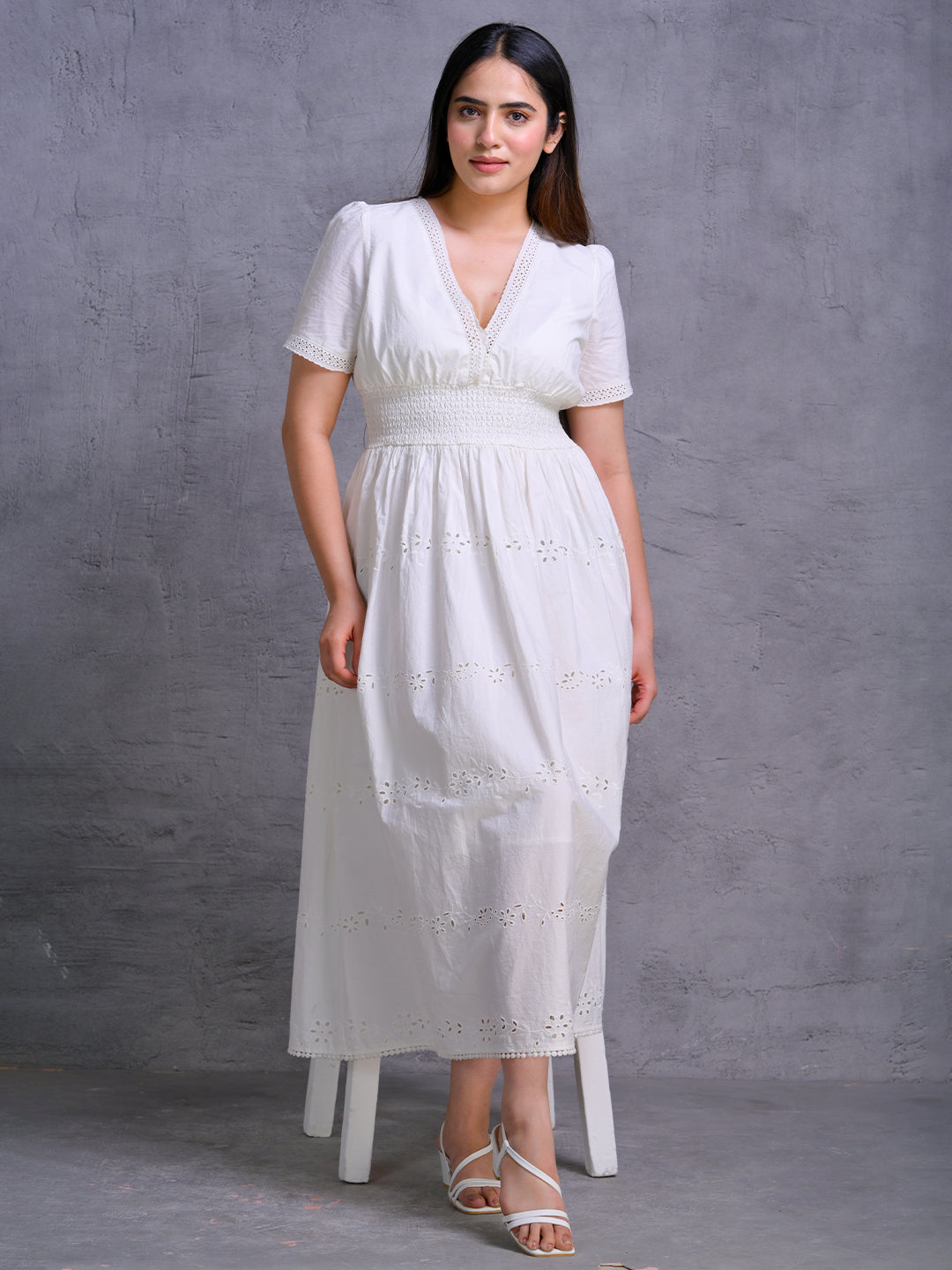 sachin and babi light blue dress Madison Embroidered Top in White