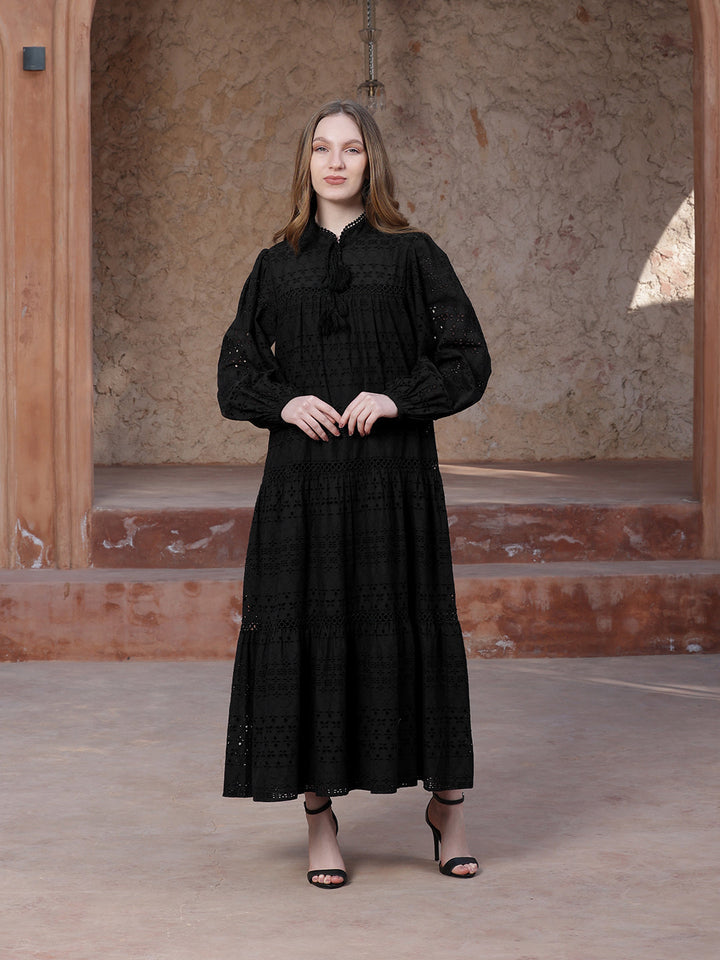 Black-Cotton-schiffli-Maxi-Dress