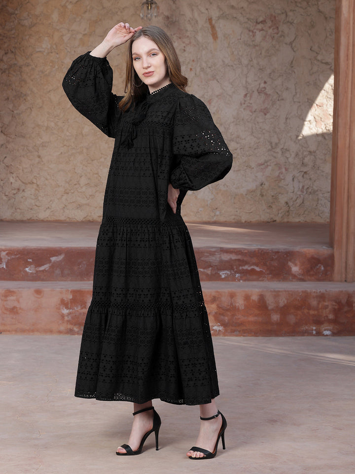 Black-Cotton-schiffli-Maxi-Dress