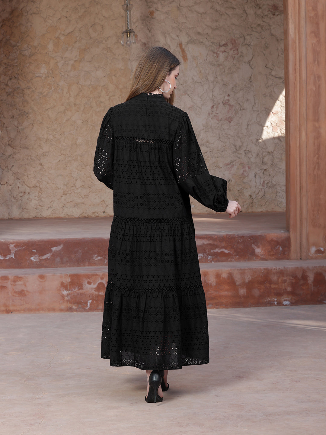 Black-Cotton-schiffli-Maxi-Dress