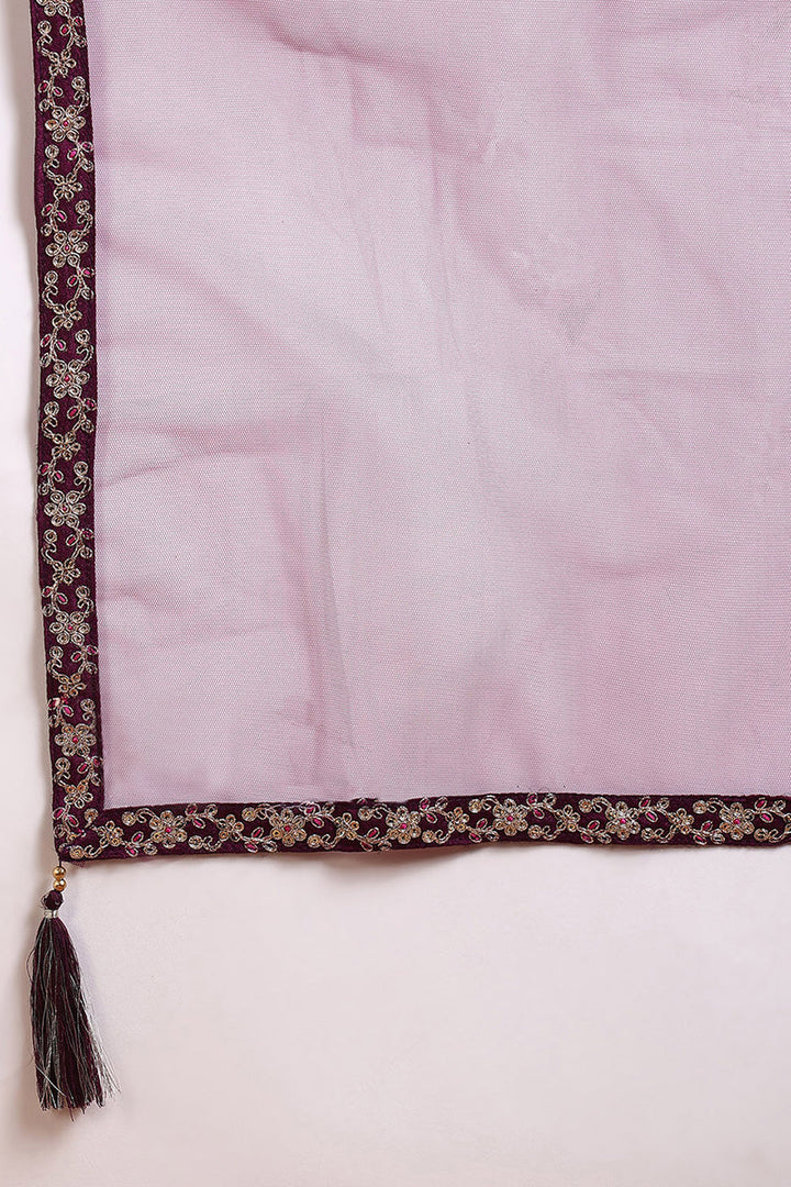 ZERESOUQ-Burgundy-Silk-Blend-Machine-Woven-embroidered-Sharara-Set