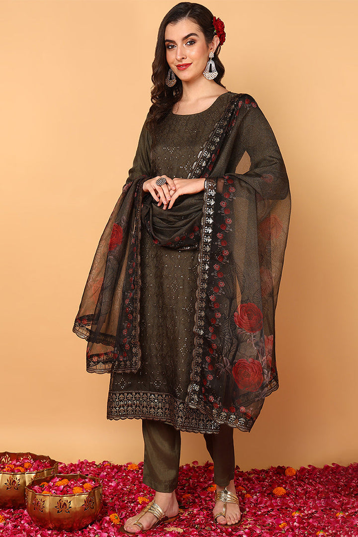ZERESOUQ-Green-Organza-Floral-Embroidered-Straight-3-Piece-Kurta-Set