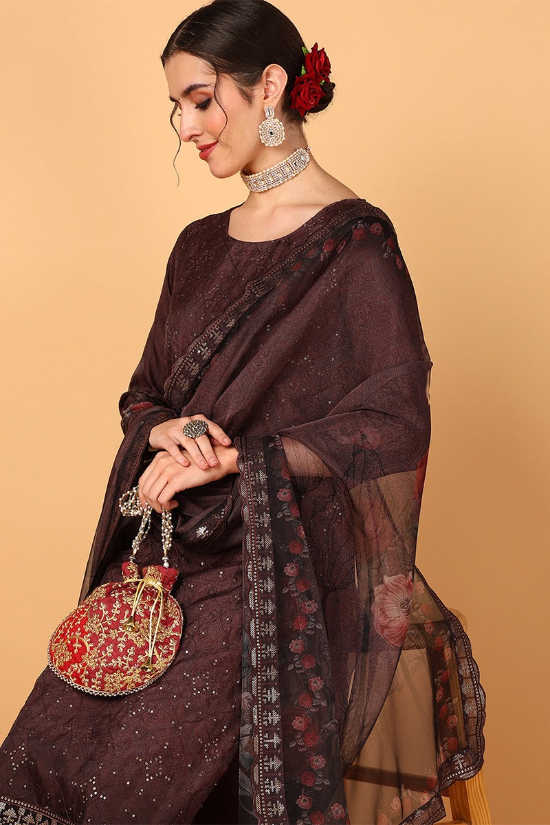 ZERESOUQ-Brown-Organza-Ethnic-Motifs-Embroidered-3-Piece-Kurta-Set