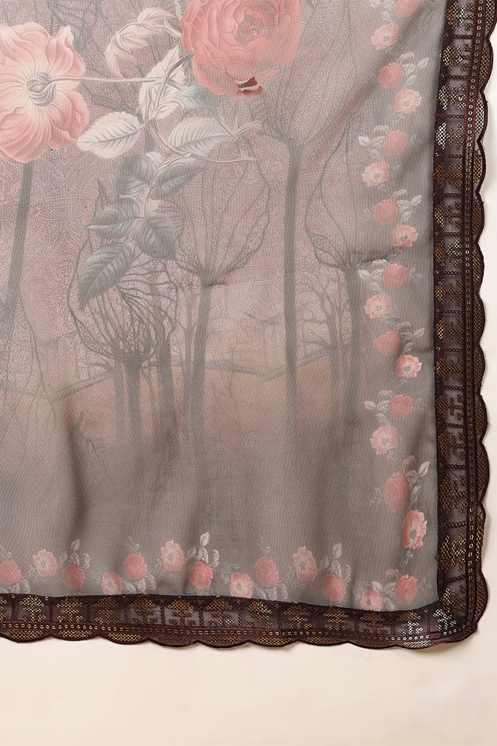 ZERESOUQ-Brown-Organza-Ethnic-Motifs-Embroidered-3-Piece-Kurta-Set