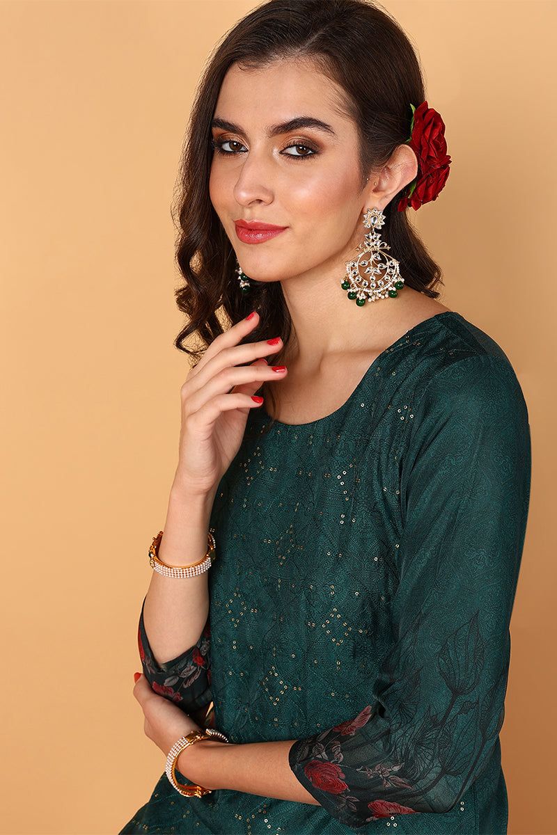 ZERESOUQ-Green-Organza-Floral-Embroidered-Straight-3-Piece-Kurta-Set