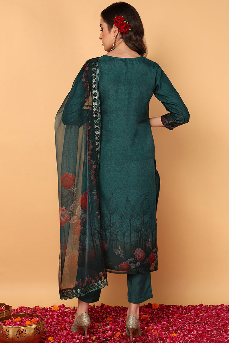 ZERESOUQ-Green-Organza-Floral-Embroidered-Straight-3-Piece-Kurta-Set