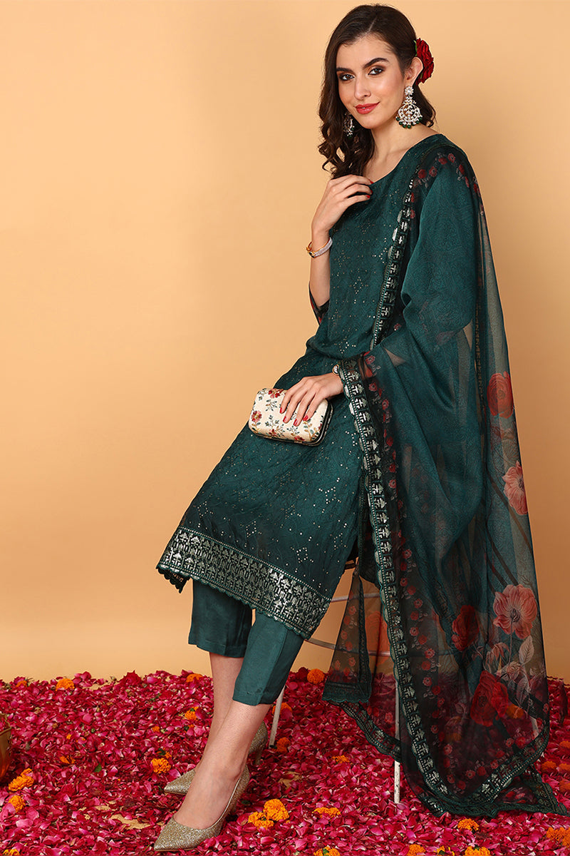 ZERESOUQ-Green-Organza-Floral-Embroidered-Straight-3-Piece-Kurta-Set