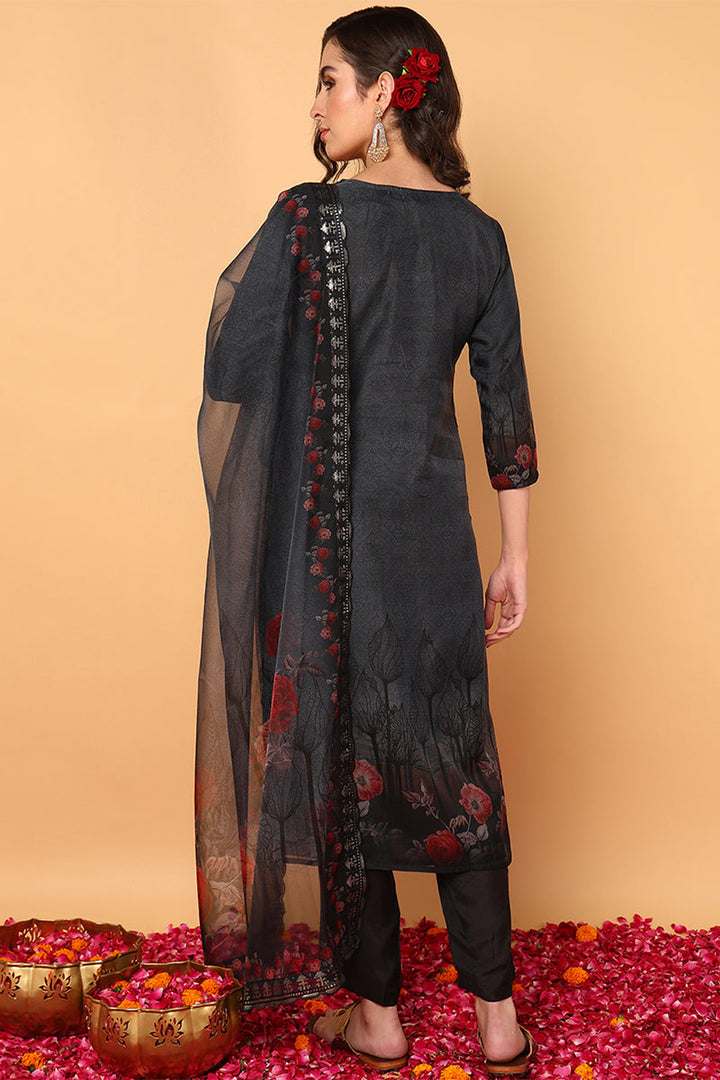 ZERESOUQ-Black-Organza-Floral-Embroidered-Straight-3-Piece-Kurta-Set
