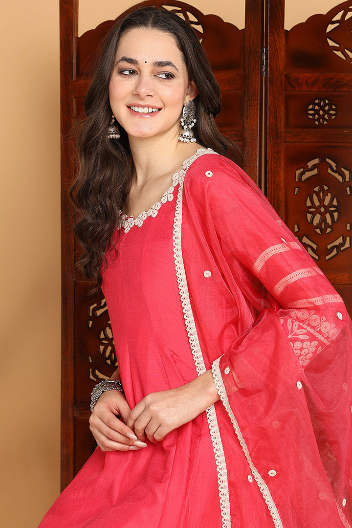 ZERESOUQ-Pink-Silk-Blend-Solid-Embroidered-Anarkali-Set