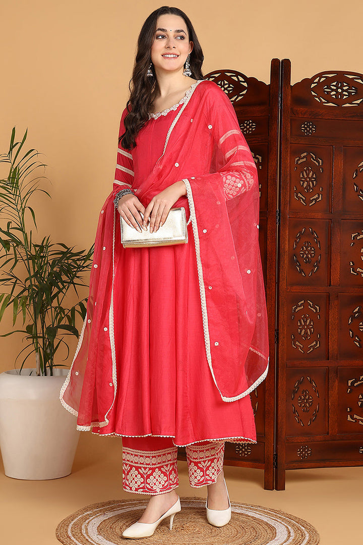 ZERESOUQ-Pink-Silk-Blend-Solid-Embroidered-Anarkali-Set