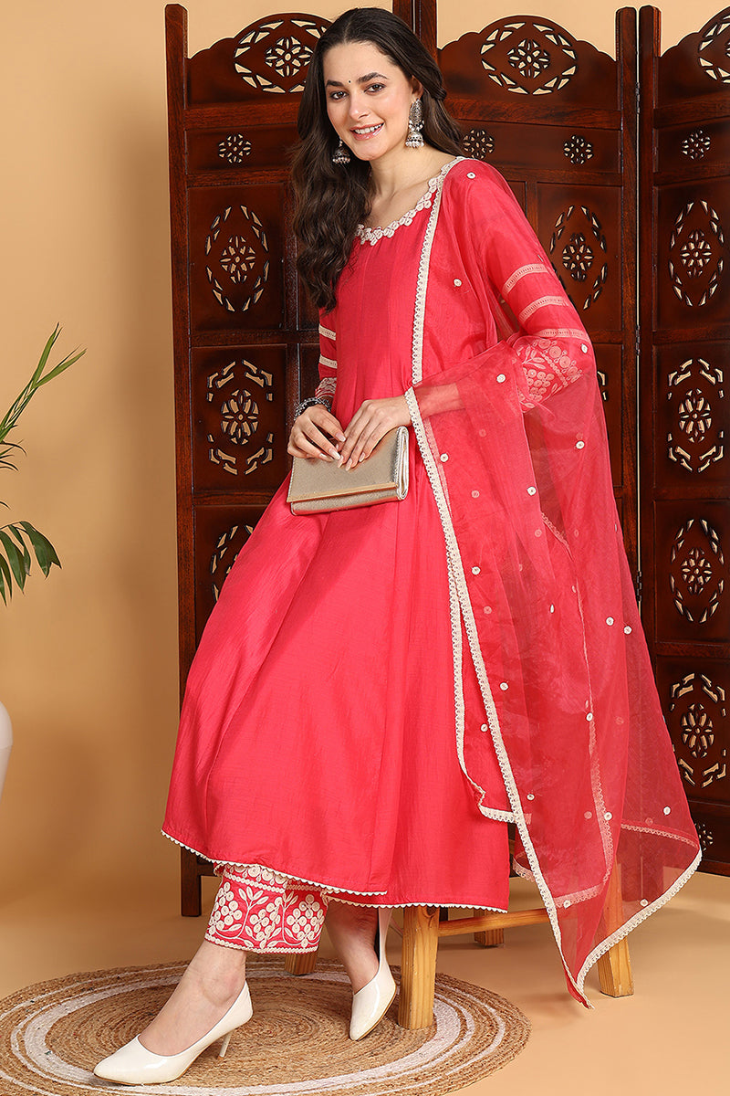 ZERESOUQ-Pink-Silk-Blend-Solid-Embroidered-Anarkali-Set