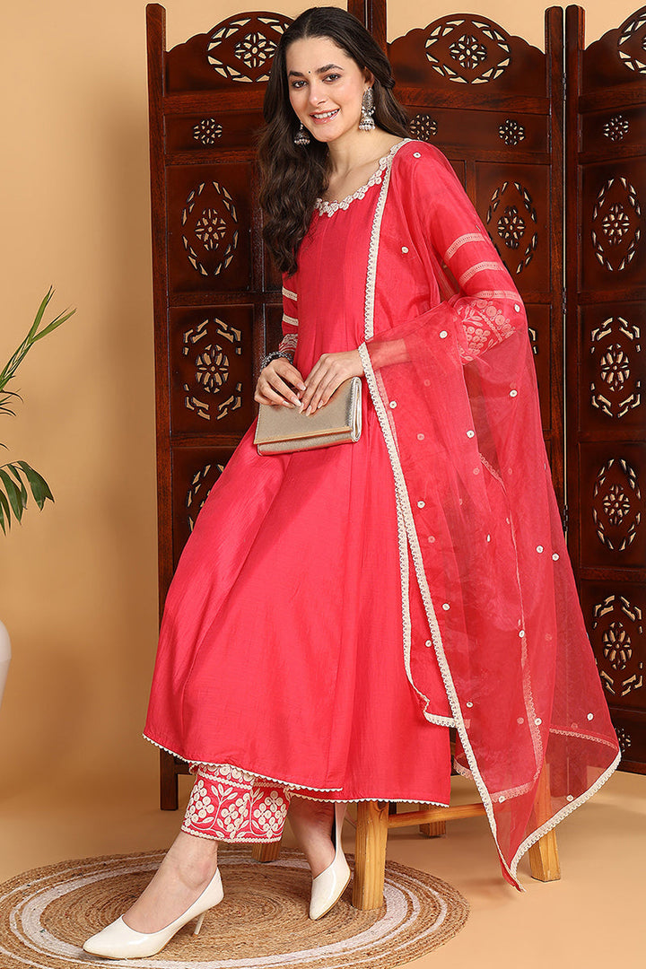 ZERESOUQ-Pink-Silk-Blend-Solid-Embroidered-Anarkali-Set