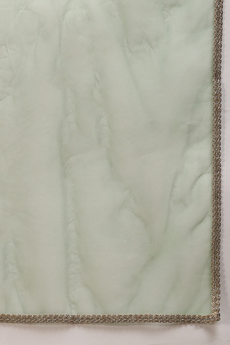 ZERESOUQ-Green-Silk-Blend-Solid-Embroidered-3-Piece-Kurta-Set