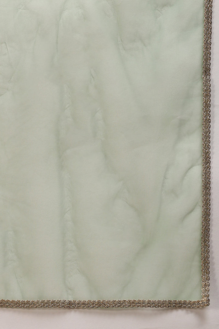 ZERESOUQ-Green-Silk-Blend-Solid-Embroidered-3-Piece-Kurta-Set