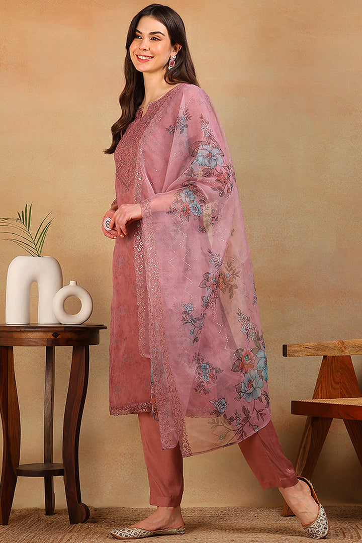 ZERESOUQ-Mauve-Organza-Floral-Embroidered-Straight-3-Piece-Kurta-Set