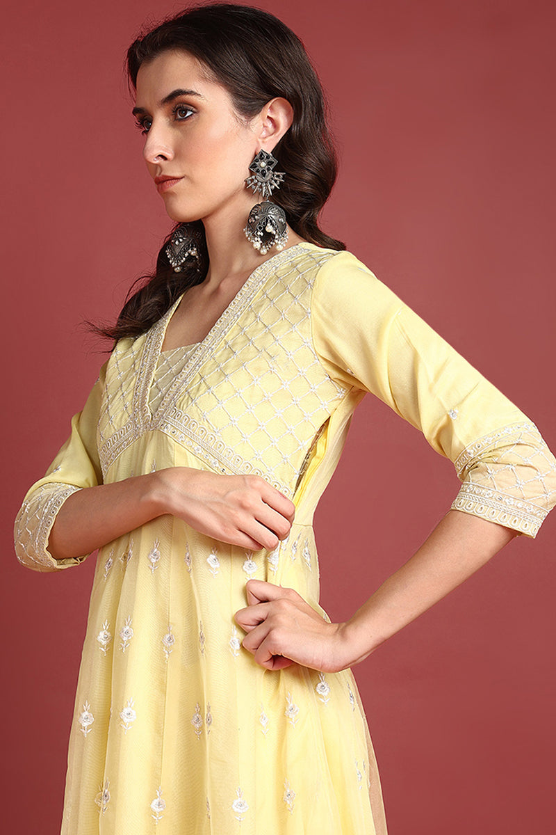 Yellow-Organza-Solid-Embroidered-Anarkali-Set