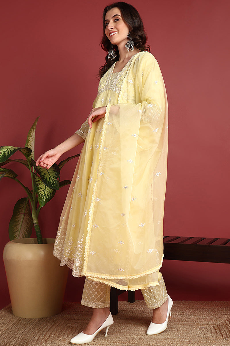 Yellow-Organza-Solid-Embroidered-Anarkali-Set
