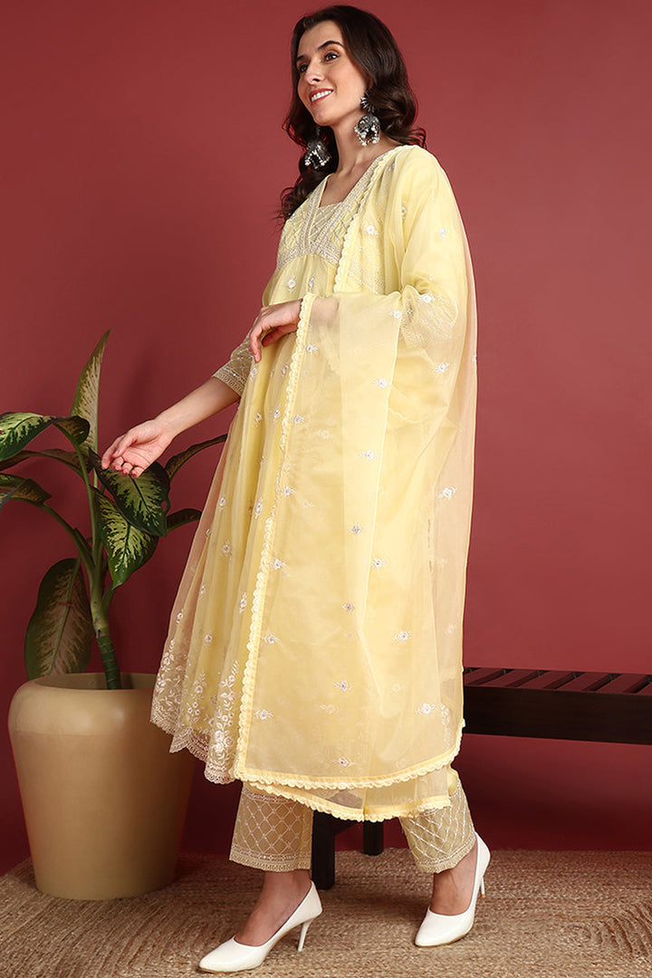 Yellow-Organza-Solid-Embroidered-Anarkali-Set