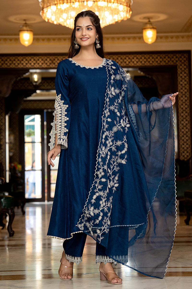 Blue-Silk-Blend-Solid-Embroidered-Anarkali-3-Piece-Anarkali-Set