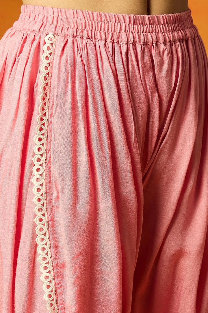 Pink-Organza-Solid-Embroidered-A-Line-Dhoti-Style-Kurta-Set