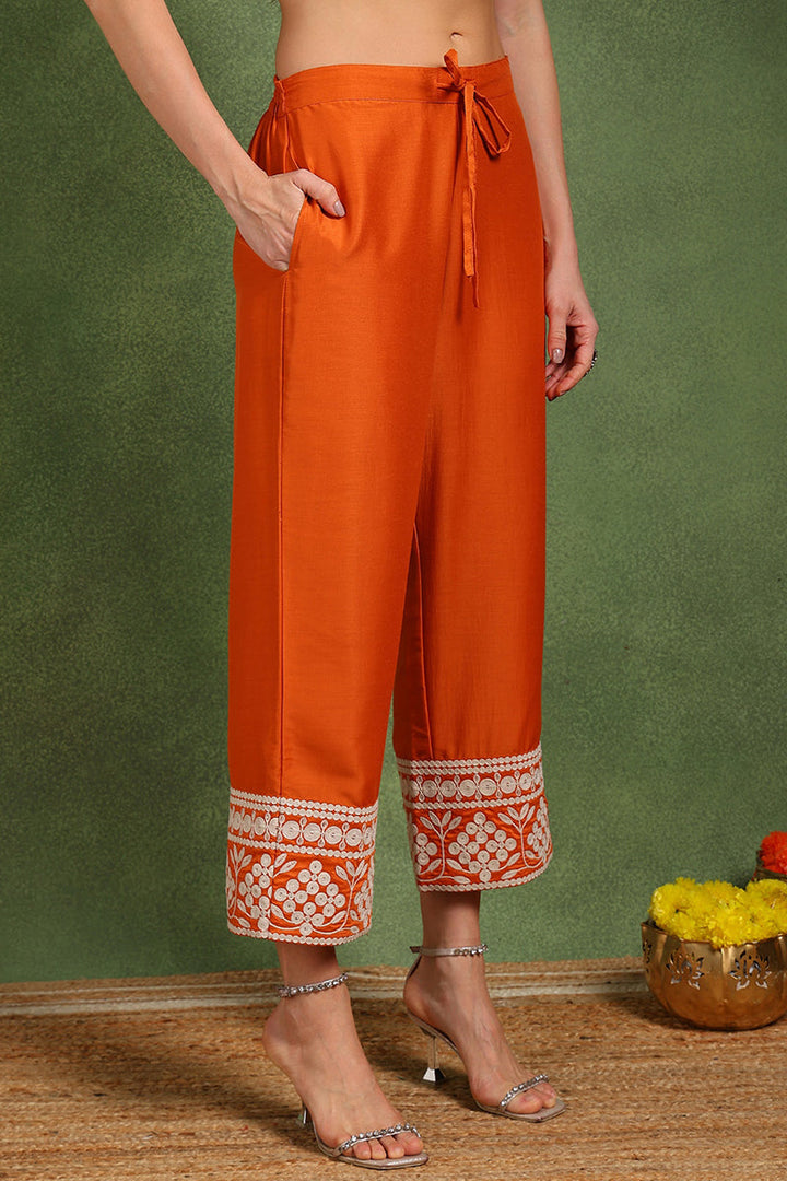 Orange-Silk-Blend-Solid-Embroidered-Anarkali-Set
