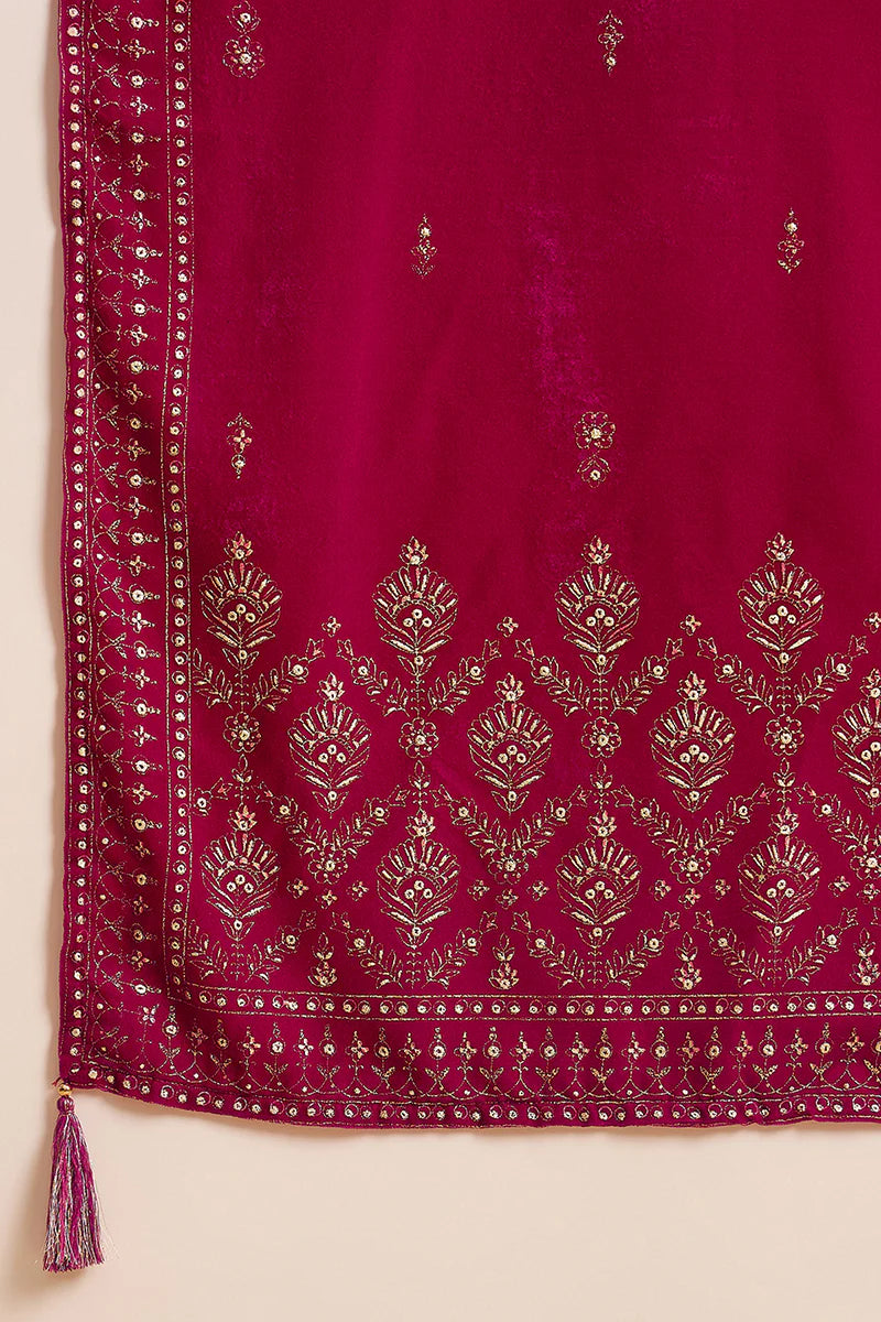 ZERESOUQ-Pink-Velvet-Ethnic-Motifs-Printed-Straight-3-Piece-Suit-Set