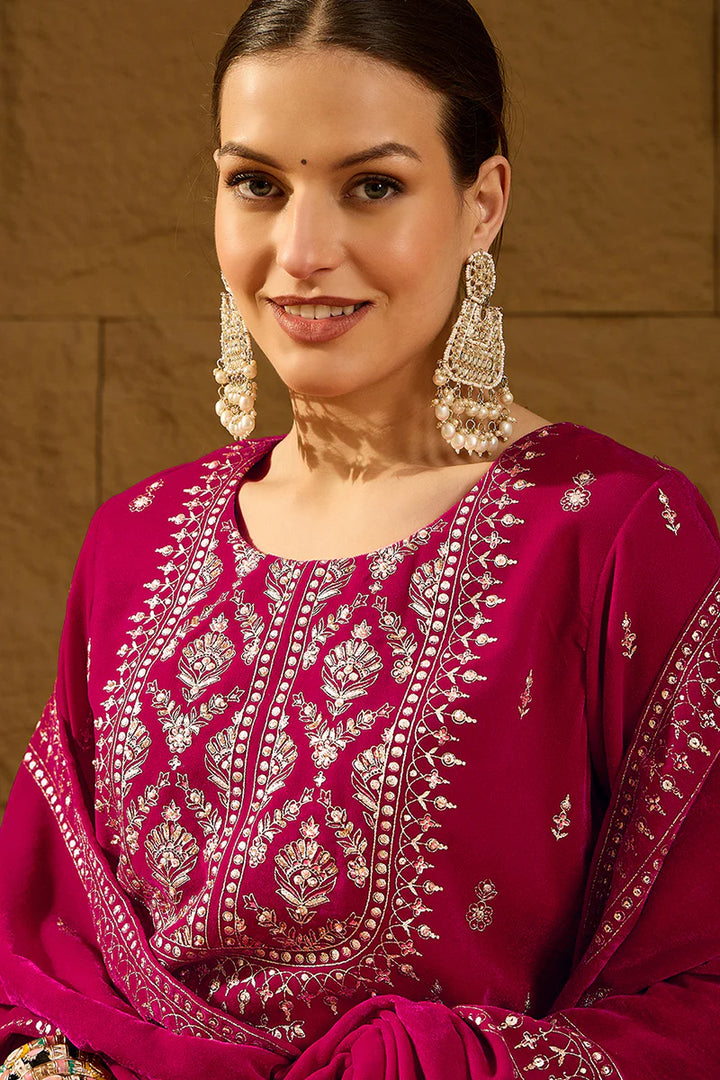 ZERESOUQ-Pink-Velvet-Ethnic-Motifs-Printed-Straight-3-Piece-Suit-Set