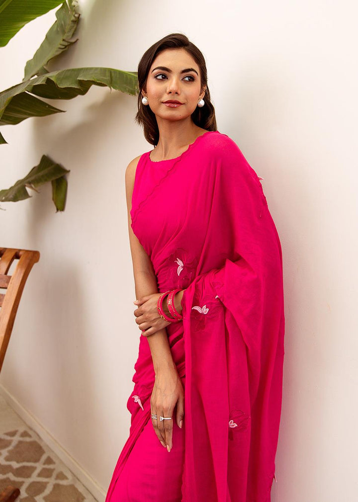Padmini-Rani-Pink-Embossed-Embroidered-Pre-Draped-Saree
