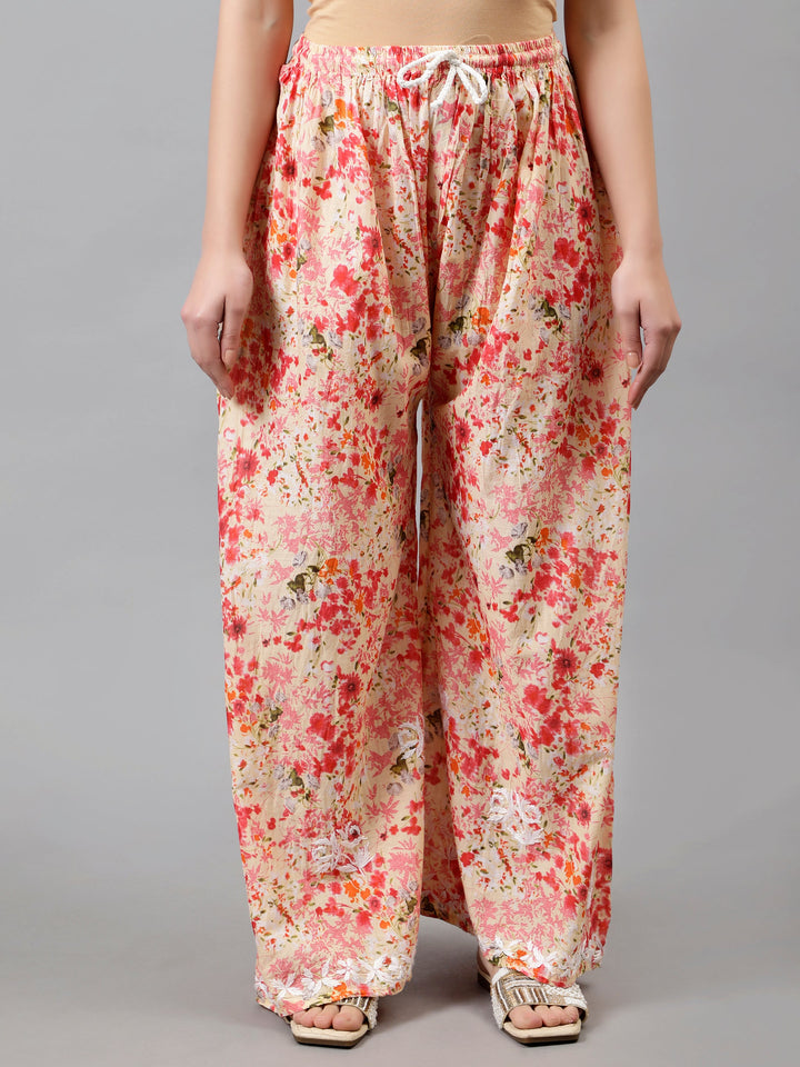 Peach-Mulmul-Embroidered-Chikankari-Kurta-&-Palazzo-Set