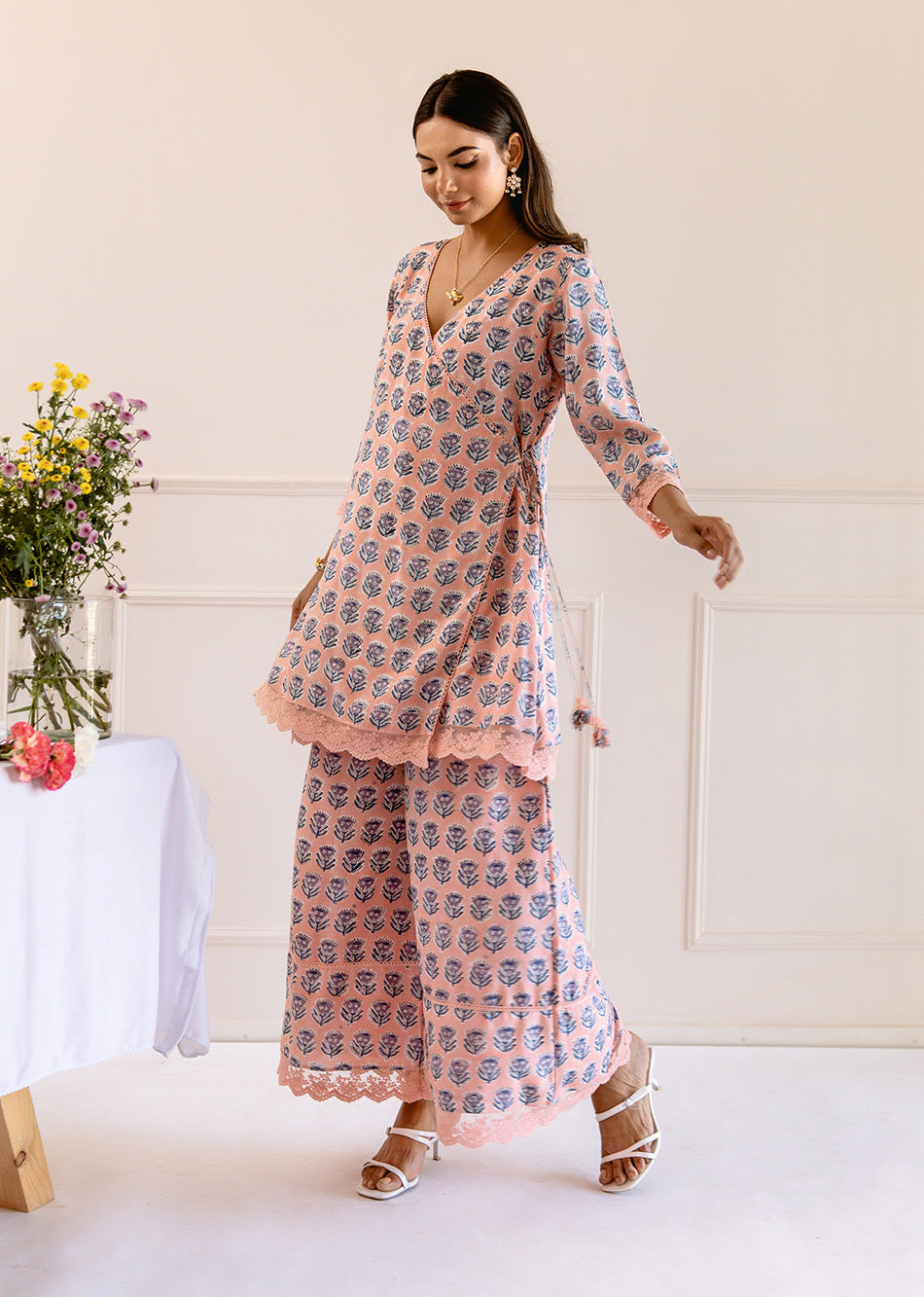 Peach-Muslin-Silk-Angrakha-Anarkali-Set