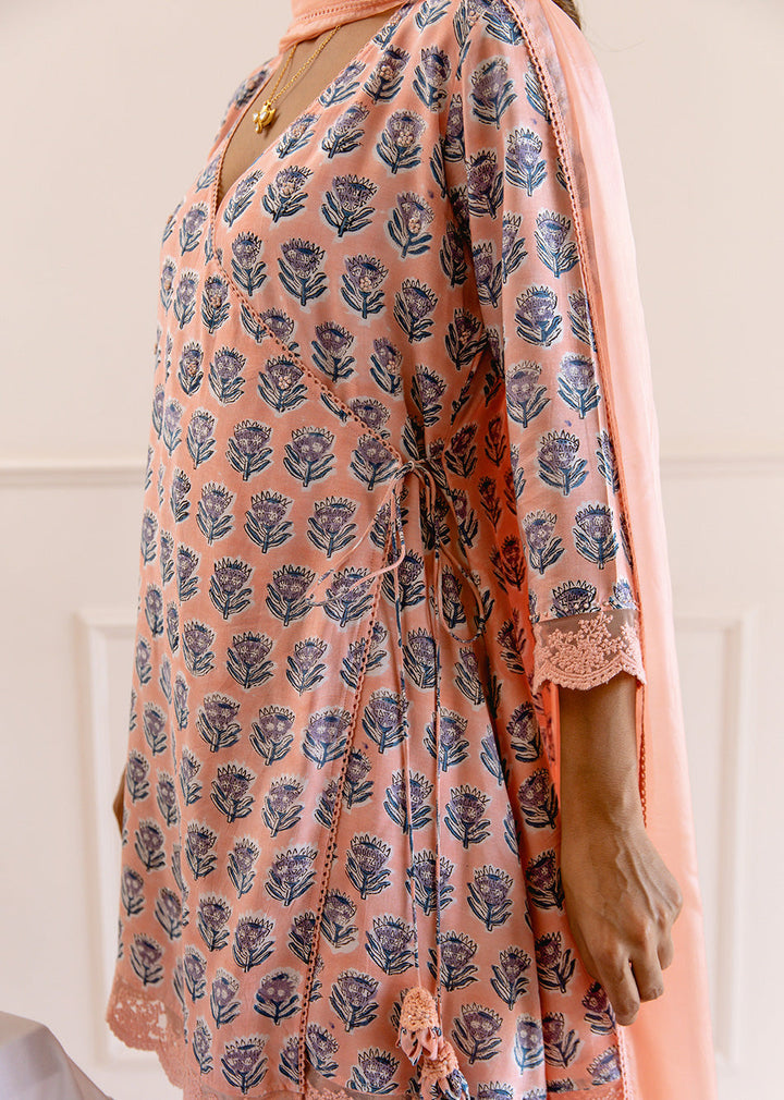 Peach-Muslin-Silk-Angrakha-Anarkali-Set