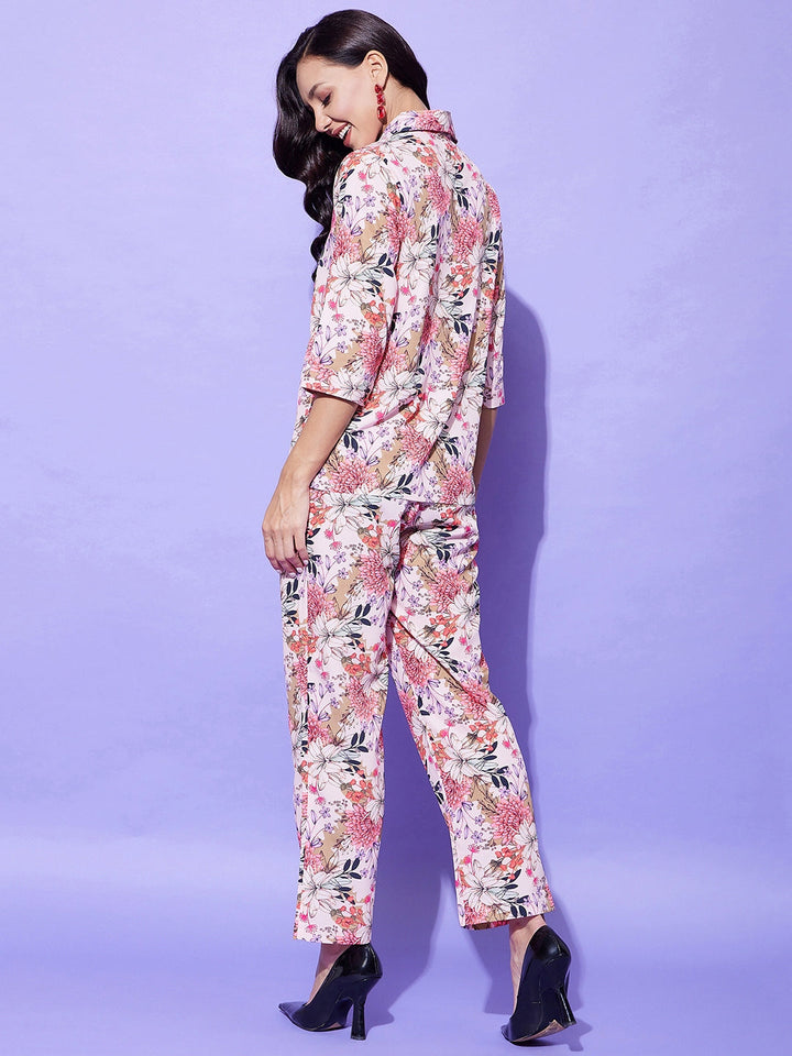 Peach-Polyester-Floral-Printed-Co-Ord-Set