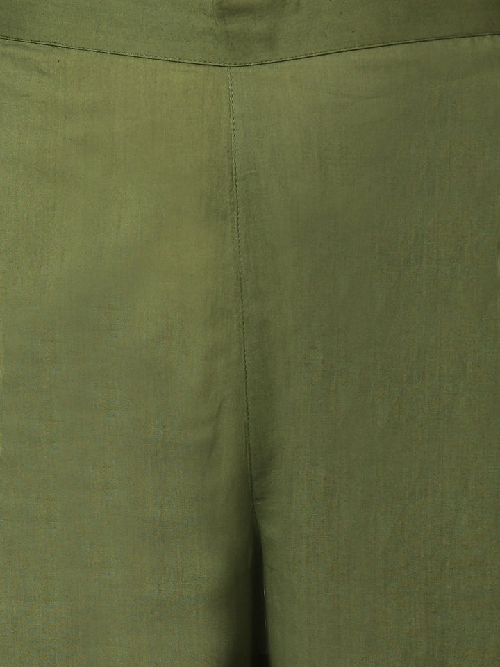Peach & Green Cotton Floral Print Kurta Suit Set